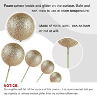ASTARON 20 Pcs Gold Balls Cake Topper Decorations for Birthday Cake - Glitter Champagne Gold - image 3