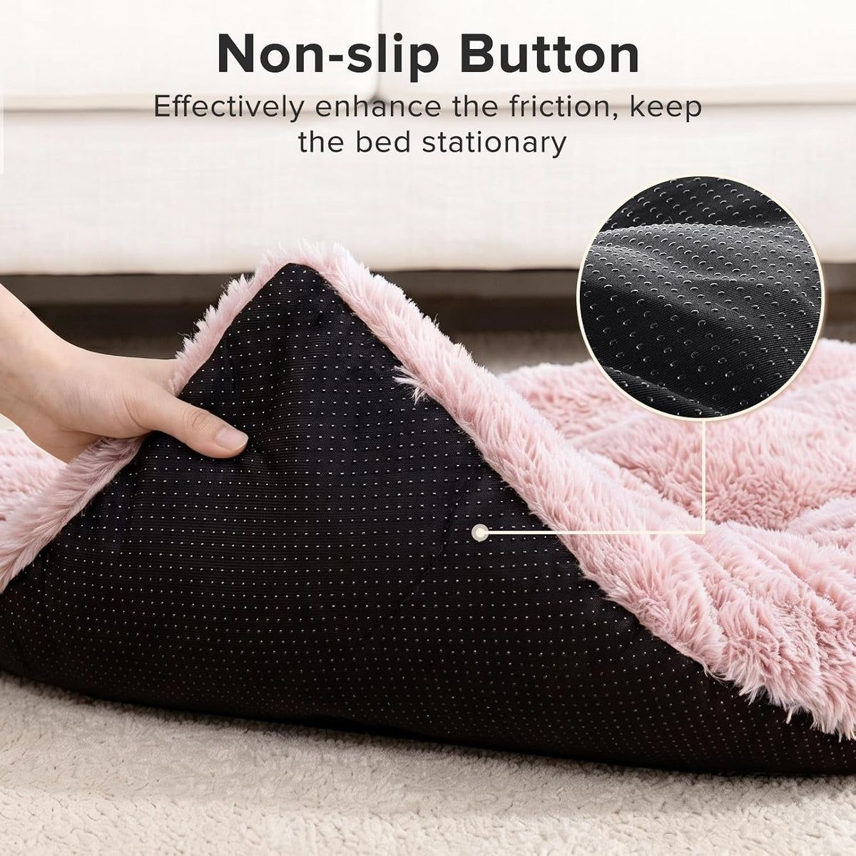 JOEJOY Large Dog Bed Crate Pad - 44.0"L x 32.0"W x 4.0"Th / Pink - image 3