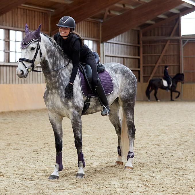HORZE Adepto Padded All Purpose Quilted Equestrian Saddle Pad for Horses with Two-Tone Trim