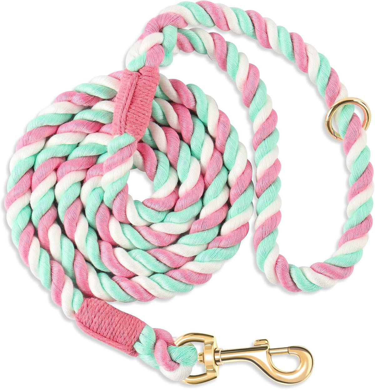 5 FT Handmade Rope Dog Leash for Small Medium and Large Dogs – Essentials for Dogs - 6FT x 1/2in (Pack of 1) / Cherry Blossom Pink
