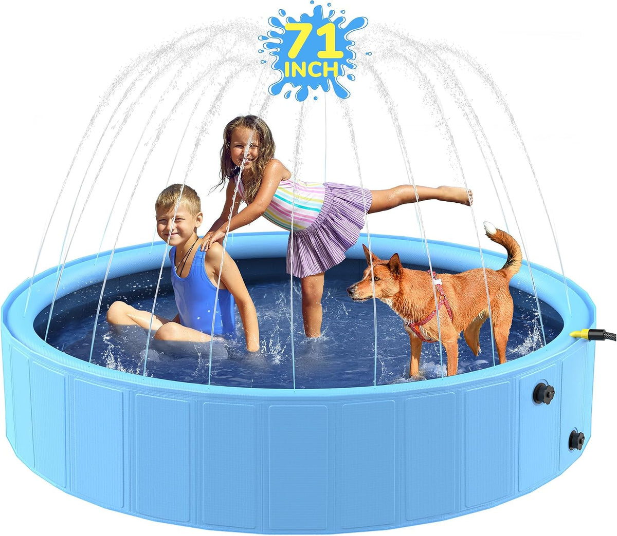 47'' Foldable Dog Pet Bath Pool, Heavy Duty Non-Slip Kiddie Pool - 71'' Dog Pool