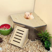 Extra Large Wood Hamster Sand Bath Box Small Animals Bathroom - Triangle - image 3