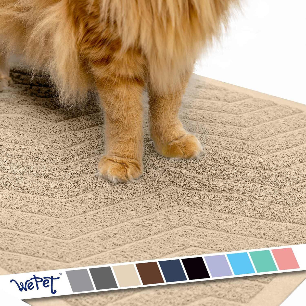 Cat Litter Box Mat, Kitty Premium PVC Pad, Durable Trapping Rug - 35x23 Inch (Pack of 1) / #01 Beige