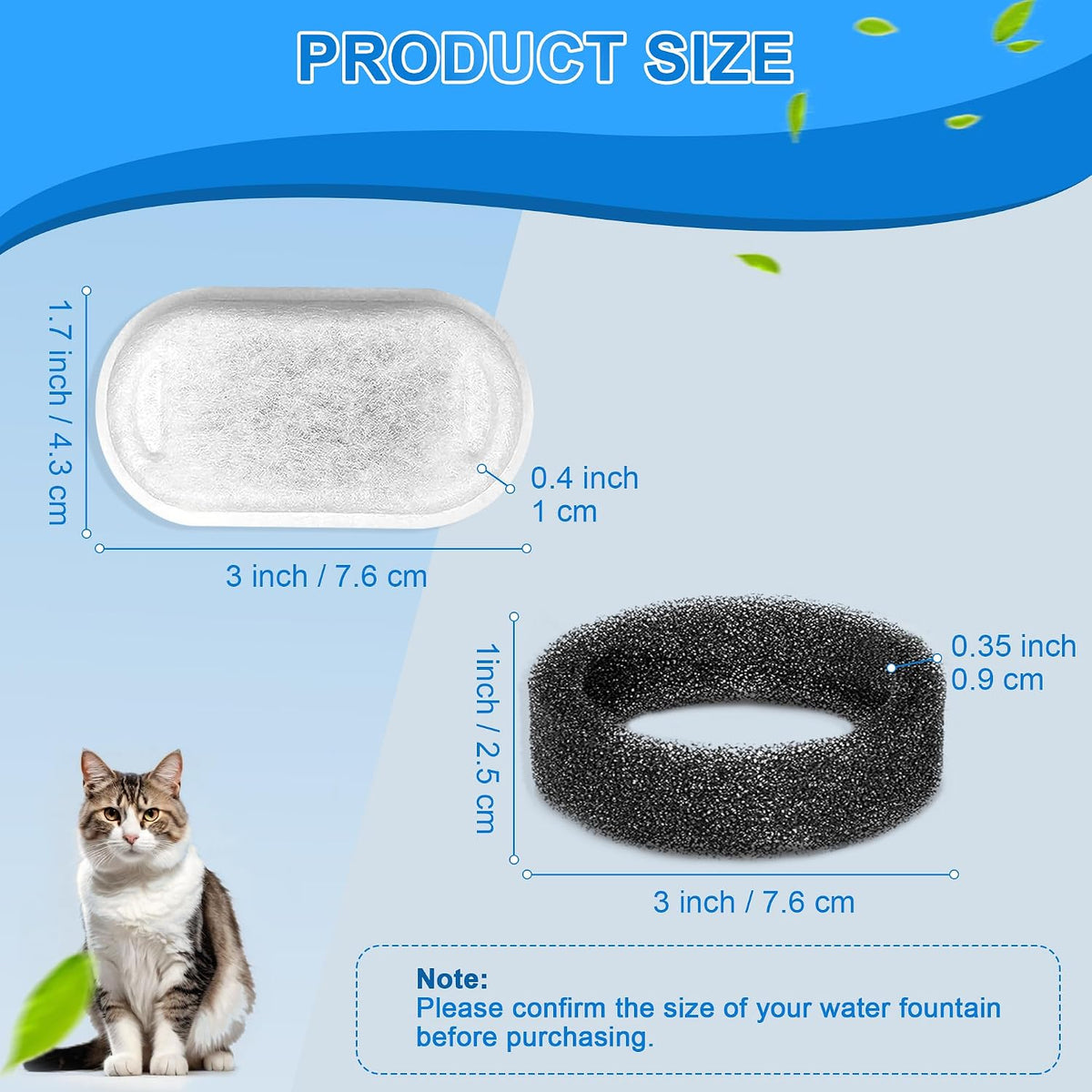Cat Water Fountain Filters - 20 Filters & 20 Sponges - image 2