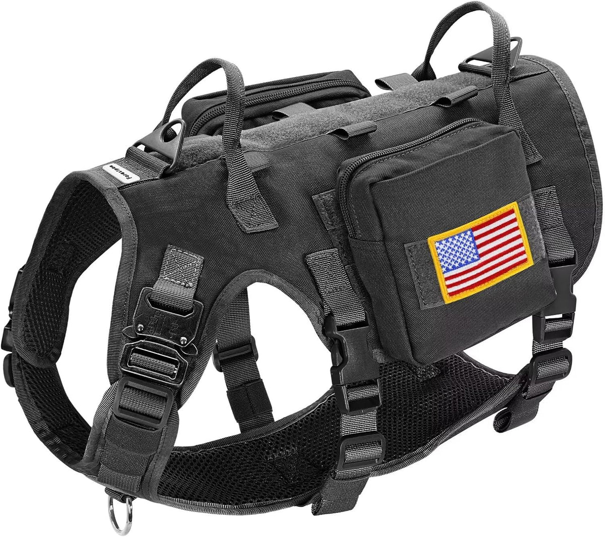 Forestpaw Tactical Dog Harness for Medium Dogs, Service Dog Vest - S:Chest 17-25",Fit 20-35lbs / Black