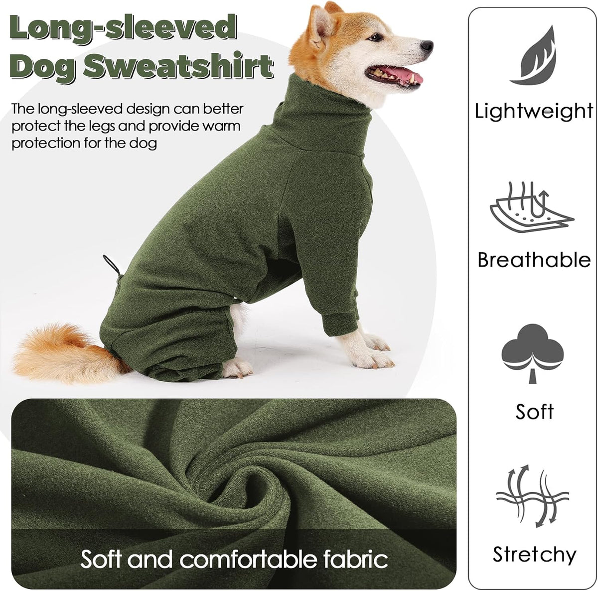 Dotoner Pullover Dog Sweater with Leash Hole - Large / Green - image 2