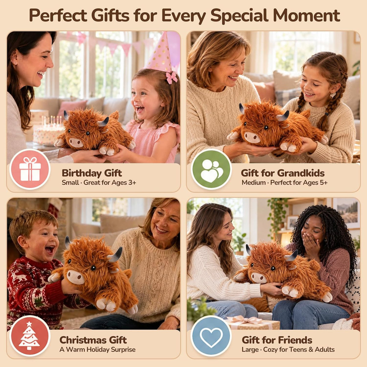 SQEQE Weighted Stuffed Animals Capybara Plush - Scotch Cow / Medium(13.8 Inch) - image 4