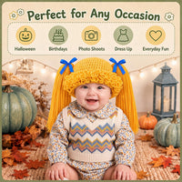 Halloween Cabbage Costume Yarn Wig - Yellow 3 / Straight Pigtails - image 3