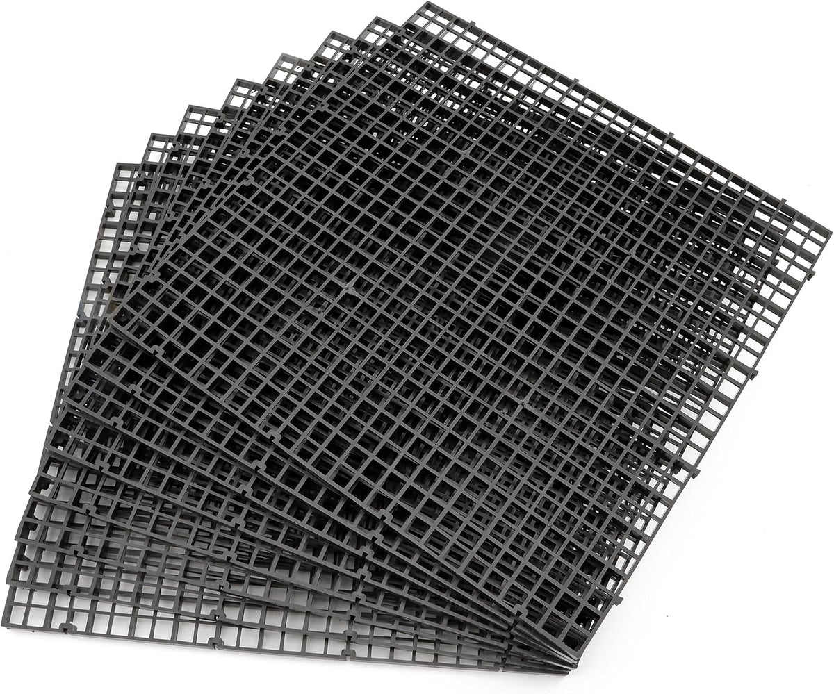 Aquarium Fish Tank Bottom Isolation 8 Pcs, Plastic Egg Crate – Essentials for Fish - L 8pcs Black
