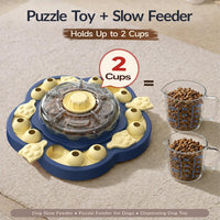 3-Level Dog Puzzle Toy, Spin to Release Treat Dispenser & Slow Feeder – Essentials for Dogs - Sunflower Blue - image 3