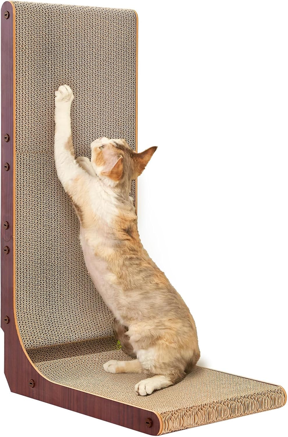 EHEYCIGA Cardboard Cat Scratcher for Indoor Cats - Dark Brown / 16.6x11.2x26.8