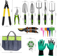 Gardening Tools – 42 Piece Premium Gardening Tool Set,Heavy Duty Hand Tools with Fashion Garden Tools Organizer Handbag,Rust-Proof Gardening Tool Kit, Ideal Gardening Gifts for All (Green/Grey)