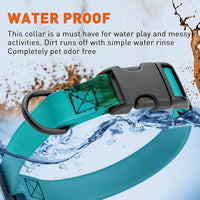 Dogline Biothane Waterproof Dog Collar with Quick Release Buckle Strong Coated Nylon Webbing with Odor- Proof for Easy Care Easy to Clean Fits Small Medium or Large Dogs, Teal 3/4" W 12-19" L