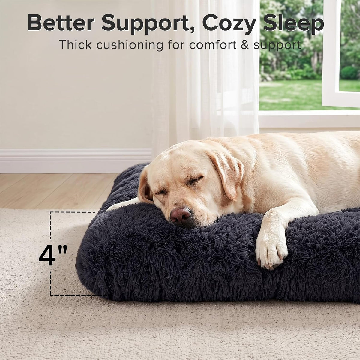 JOEJOY Large Dog Bed Crate Pad - 40.0"L x 27.0"W x 4.0"Th / Dark Grey - image 2