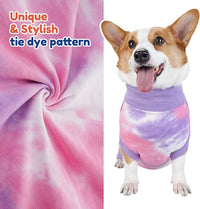 Breathable Dog Recovery Suit for Male/Female, Tie Dye Purple Dog Onesie for Abdominal Wounds, Cone E-Collar Alternative After Surgery to Anti-Licking, Professional Surgery Suit for Dogs Medium