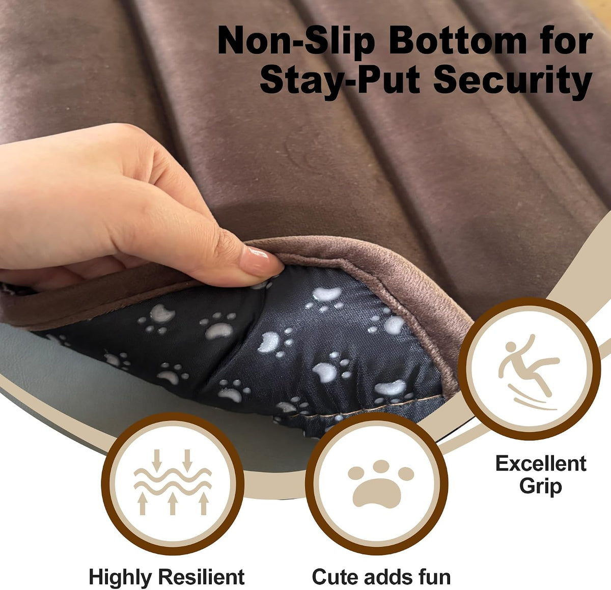 Dog Bed Crate Mat, Soft Durable Washable Anti-Slip Kennel Pad for Dogs & Cats, Reversible) - L(34"*20"*1.5") / New-Dark Brown-1pc - image 4