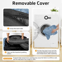 GGIB Calming Dog Bed Fluffy Plush Dog Mat for Furniture Protector with Removable Washable Cover for Large Medium Small Dogs and Cats (Extra Large (53x39.3x6), Navy)