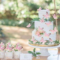 30Pcs 2D Waterproof Swallowtail Butterfly Cake Topper Transparent - Not Edible / Pink Gold-3 - image 4