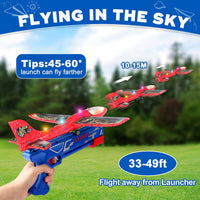 3 Pack Foam Airplane Launcher Toy 12.6" with 3 DIY Stickers - Red&orange&blue - image 3