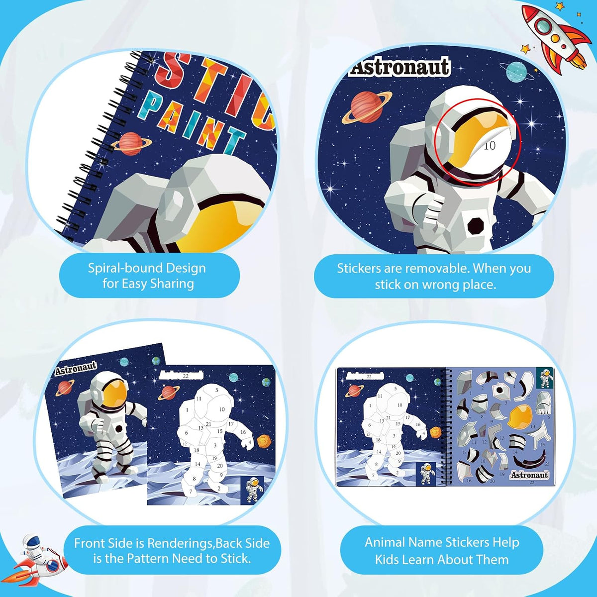 Homicozy 3Pcs Paint by Number Sticker Books for Kids 4-8 - Style2-3pcs - image 4