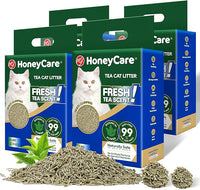 HoneyCare Tea Cat Litter | Natural Plant-Based Formula | Long-Lasting Odor Control | 99% Dust-Free & Low Tracking | Flushable Cat Litter | 24-lbs Value Pack (6 lbs x 4)