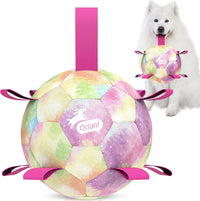 QDAN Dog Soccer Ball Toy with Strap - Rainbow / Extra Large Size 4