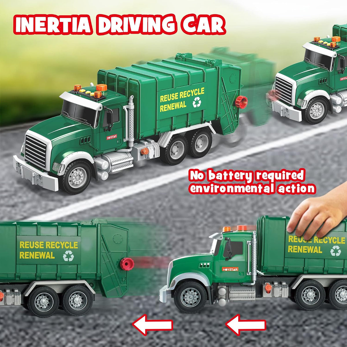 Dwi Dowellin Kid Trucks Toys for Boys Age 3-5 - garbage tuck - image 3
