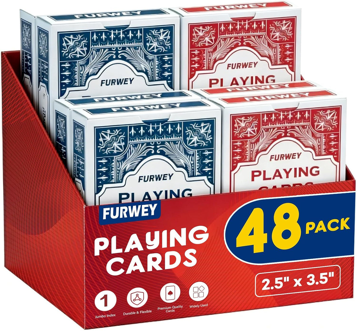 FURWEY 12 Packs Playing Cards, Poker Size Standard Index - 48P