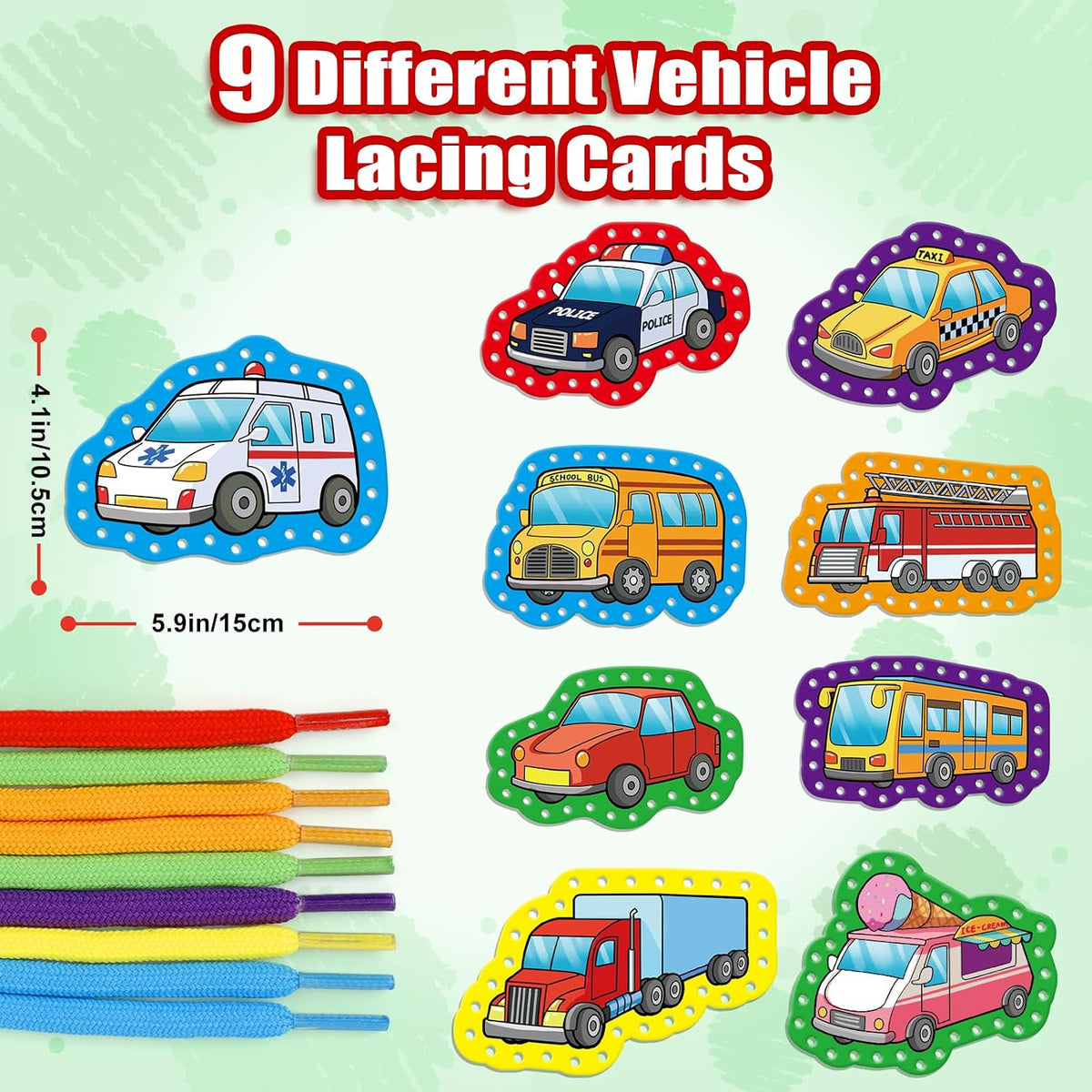 Quilinz lacing cards sewing kit with 9 cards and colorful laces for kids - view 6