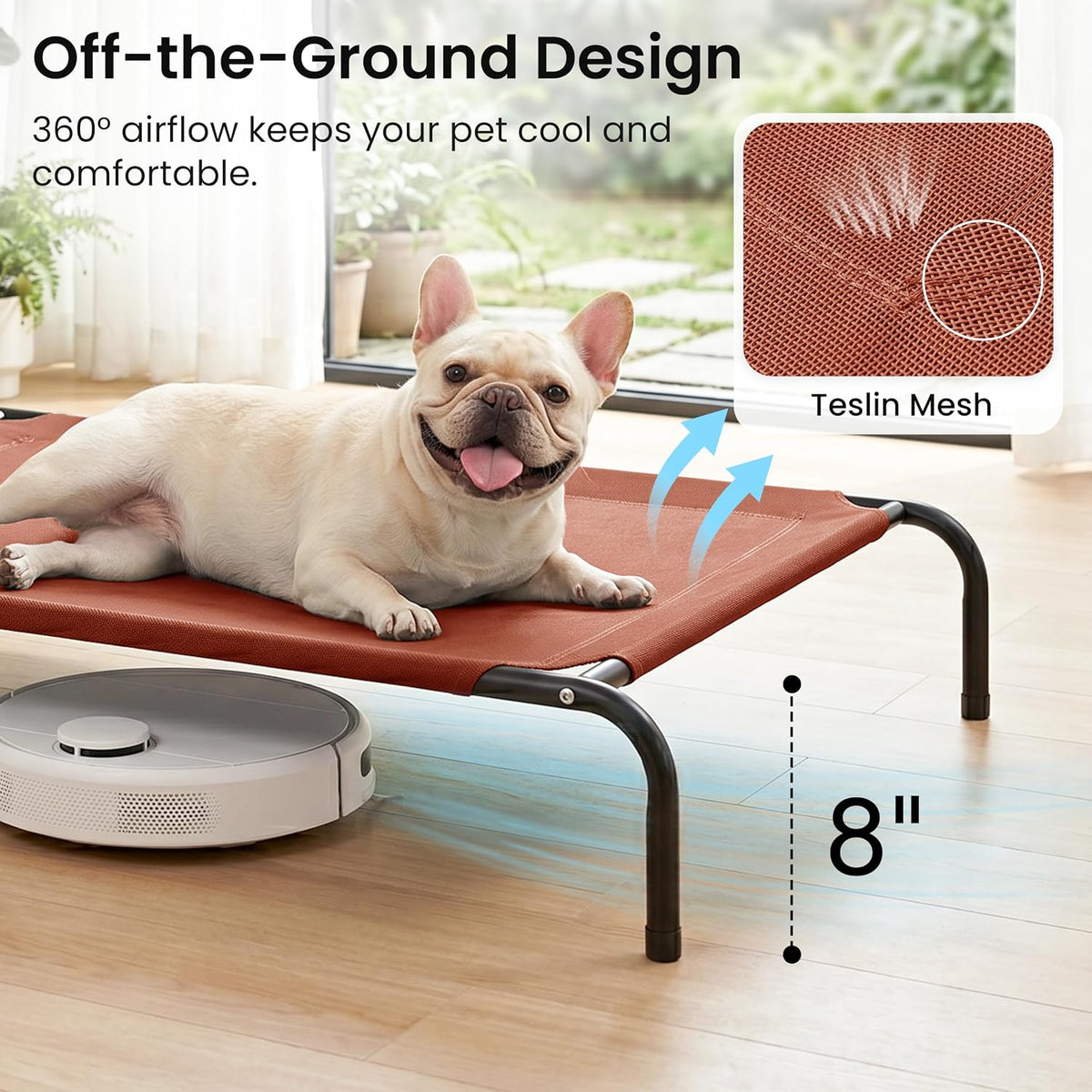 Love's cabin Elevated Cooling Dog Bed for Large Dogs - Terracotta / 43" X 31.5" X 8" - image 2