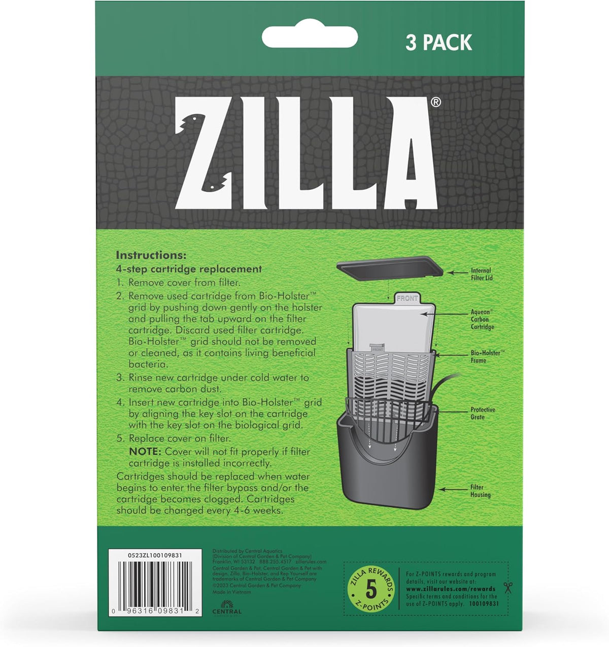 Zilla Reptile Pet Terrarium Water Filter Replacement Cartridge - Large - image 4