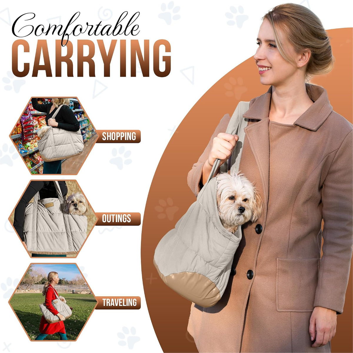Plush Dog Purse Carrier for Small Dogs, Soft Tote, Black – Essentials for Dogs - Cream 2.0 - image 3