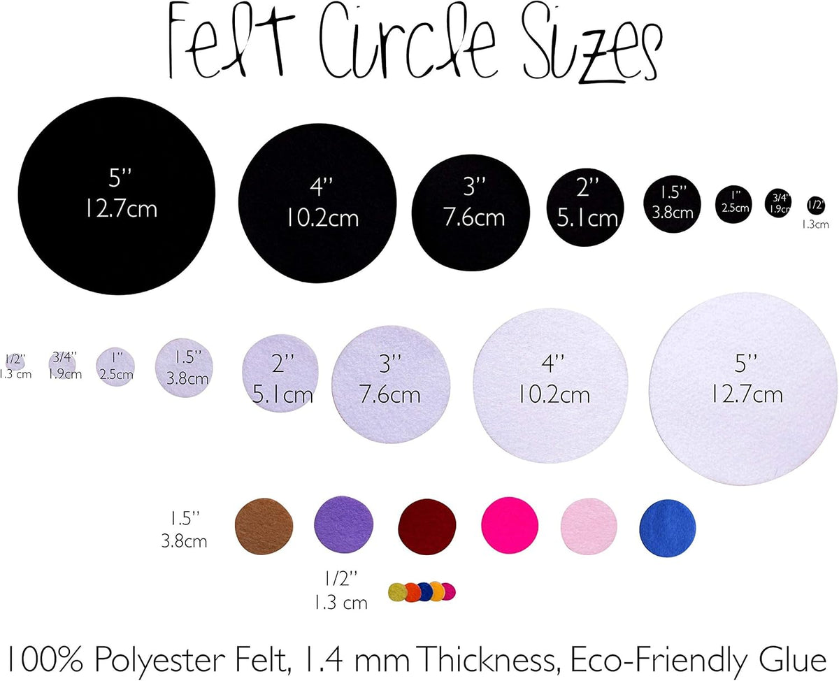 This Season's Colors White Adhesive Felt Circles: Variety of Sizes: 2” - Single Package / 3 Inch Circles - image 2