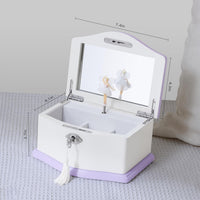 Ballerina Musical Jewelry Box with Mirror for girls，Kid's Jewelry - white/purple-medium - image 4
