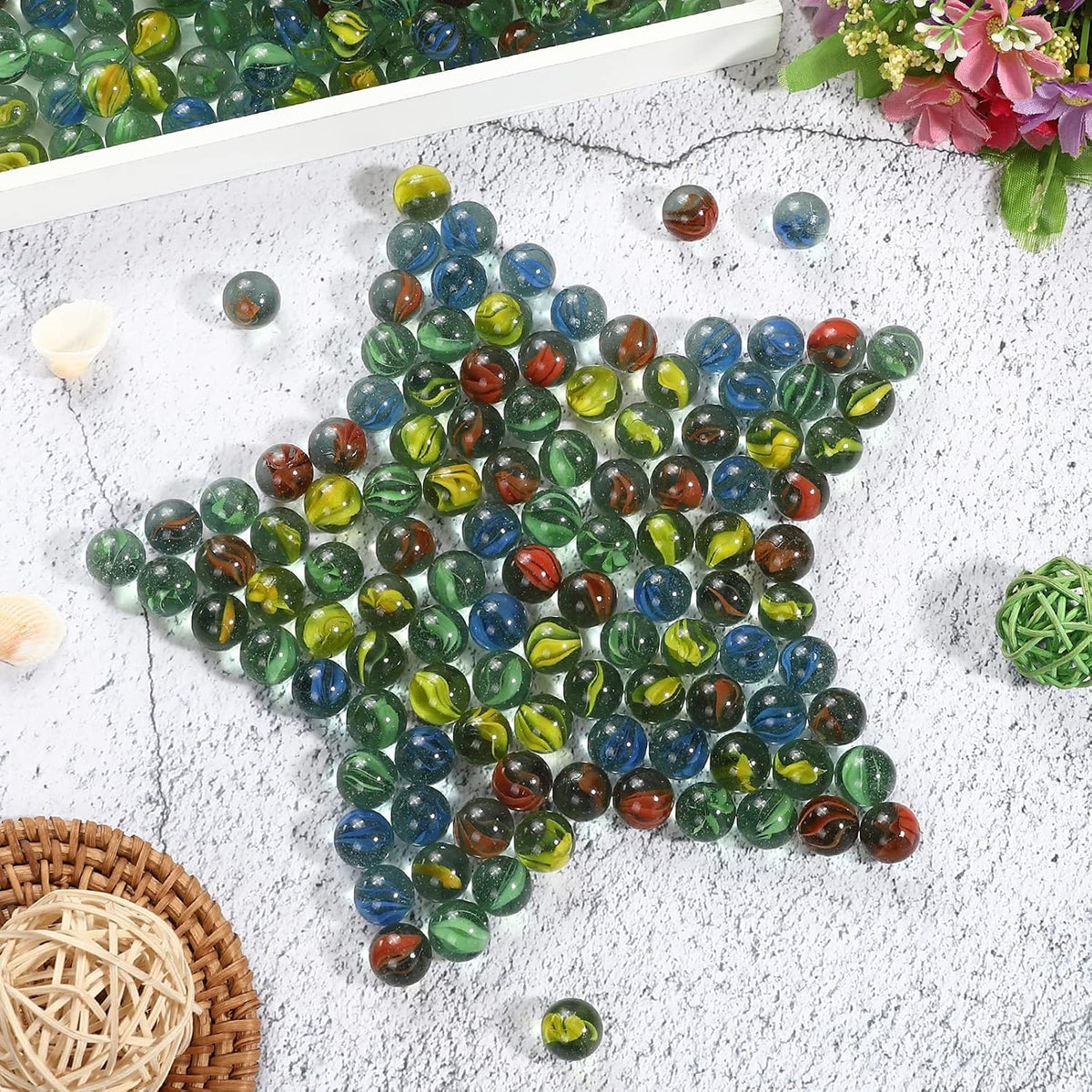 CHUKEMAOYI 400 pcs Color Mixing Glass Marbles – Fun for Kids & Family - 400 Pcs 9/16 Inch - image 3