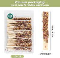Abizoo Natural Rabbit Chew Toys,10 Sticks Sweet Bamboo Sticks for Rabbits with Petals,Bunny Chew Toys for Guinea Pig,Chinchilla,Hamster Treats Pet Wood Chews Snack Healthy Small Animals Toys for Teeth
