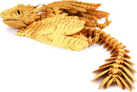Guwewu Feathered Wyvern, 3D Printed Articulated Fidget Dragon - Golden Dawn