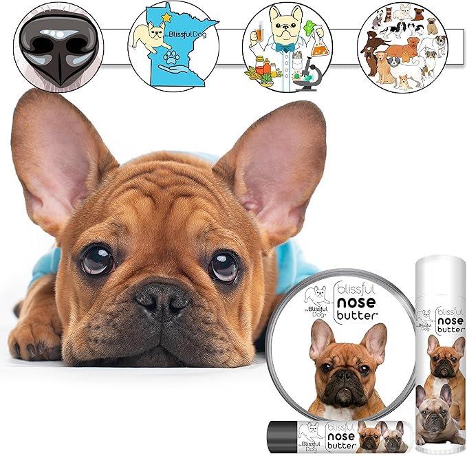 The Blissful Dog French Bulldog Black Masked Fawn Unscented Nose Butter - Dog Nose Butter, 4 Ounce