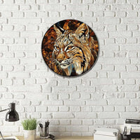 Lygond Aluminum Circular Stained Glass Bobcat Restroom Sign, 88 Inches