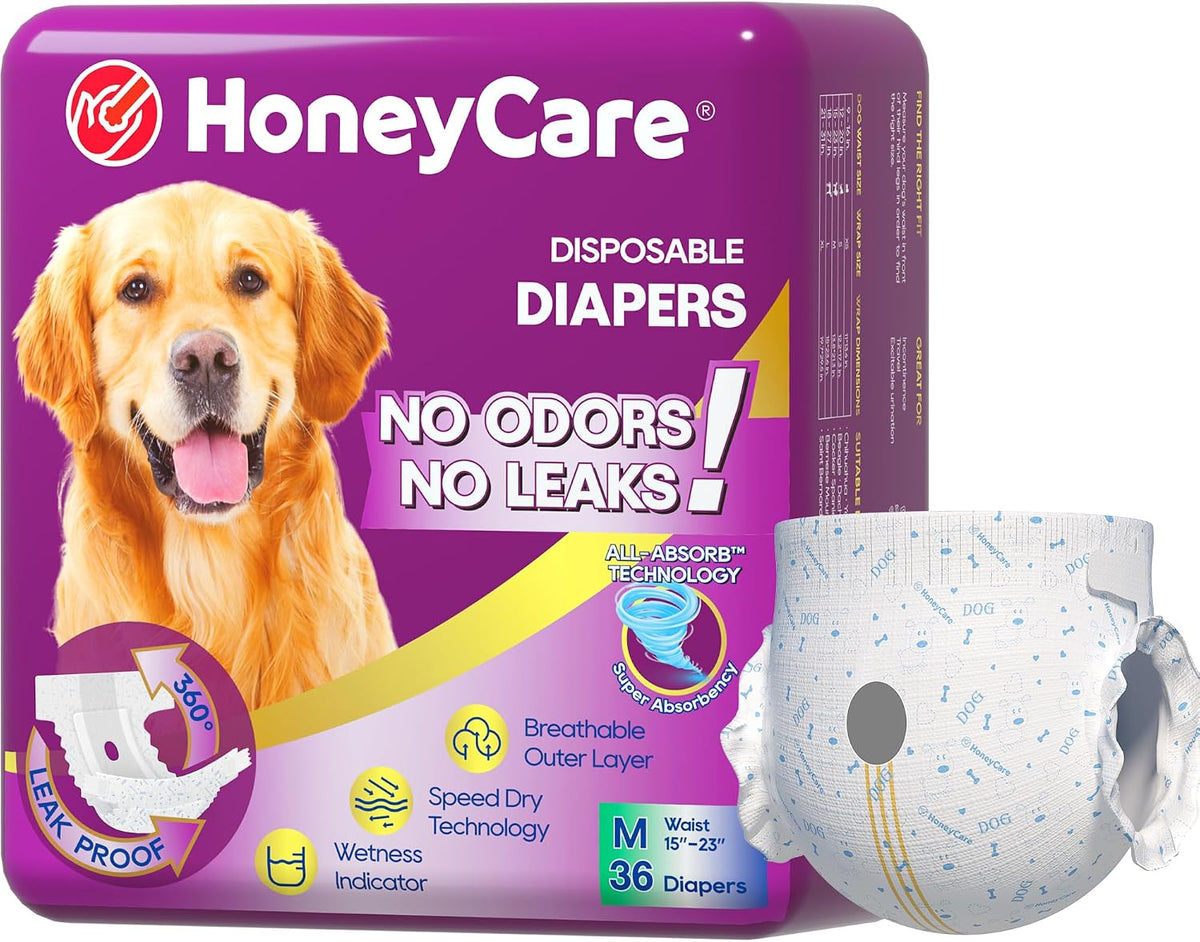 HONEY CARE All-Absorb Disposable Female Dog Diapers Small Size - Medium (Pack of 1)