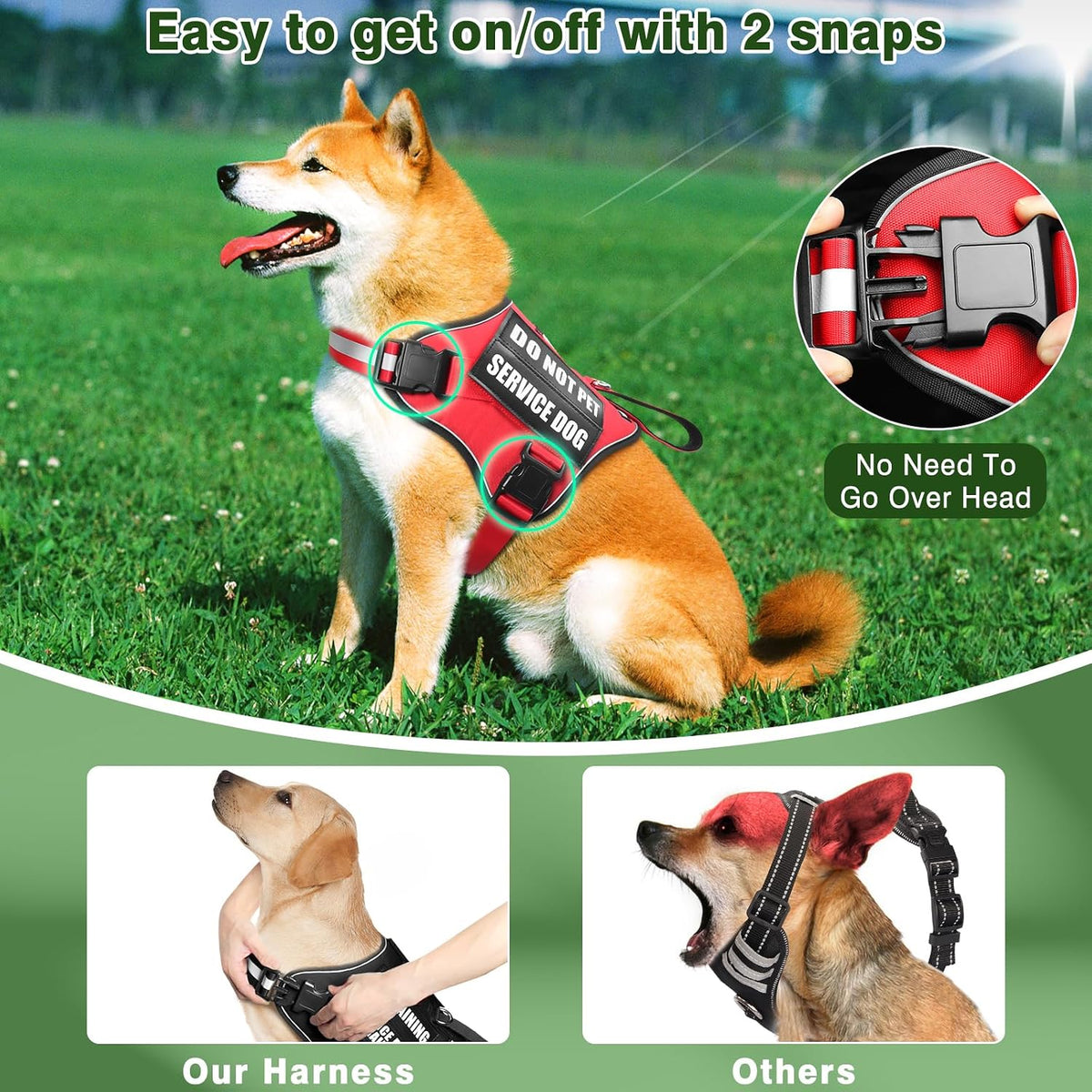 Service Dog Vest Harness and Leash Set+10 Patches - Small / Red - image 3
