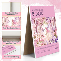 Watercolor Paper Pad, 5.5"x8.5”, Spiral, Bound with Tear - Pink / 9" x 12" Glue Bound - image 2
