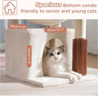 Cat Tree 32” Small Cat Tower with Large Hammock 16”& Self Groomer – Essentials for Cats - Medium-32" / Beige - image 3