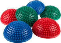 Hey Play balance pods for kids, set of 6 blue green and red half domes