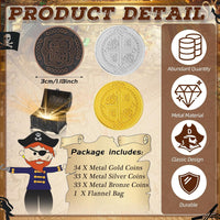 Hanaive 100 Pcs Metal Pirate Treasure Coins - Gold, Silver, Bronze / Classic - image 2