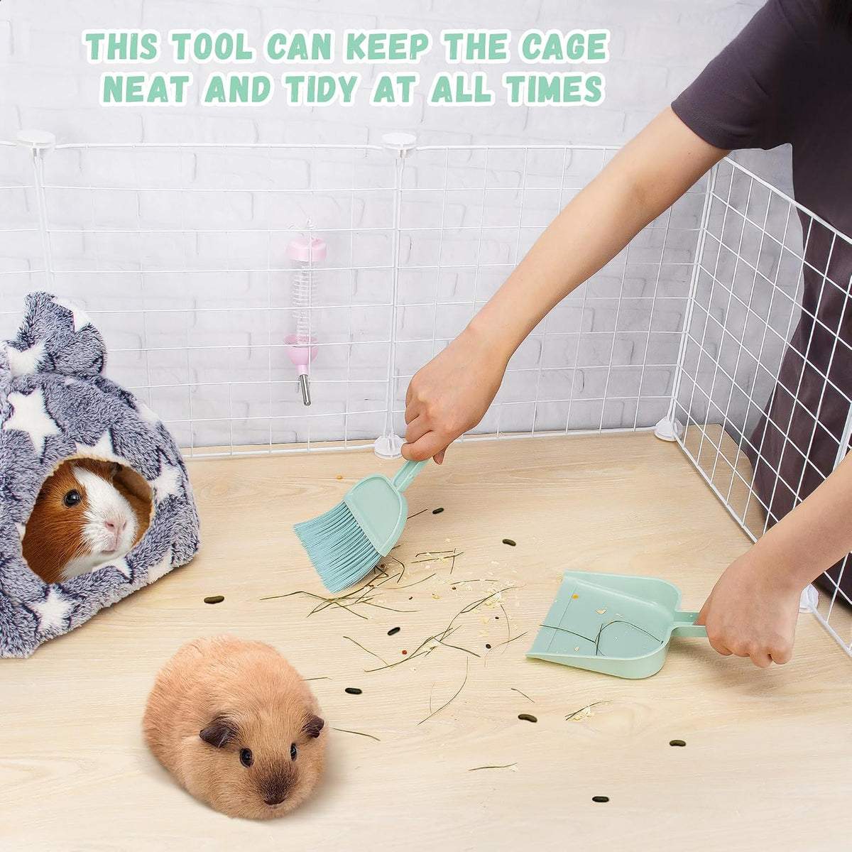 Mygeromon Cage Cleaner for Guinea Pigs Mini Dustpan and Brush Set – Essentials for Small Pets - image 2