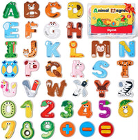 JoyCat Wooden Thick Alphabet Magnets for Toddlers Fridge Large Size - Letters+Numbers