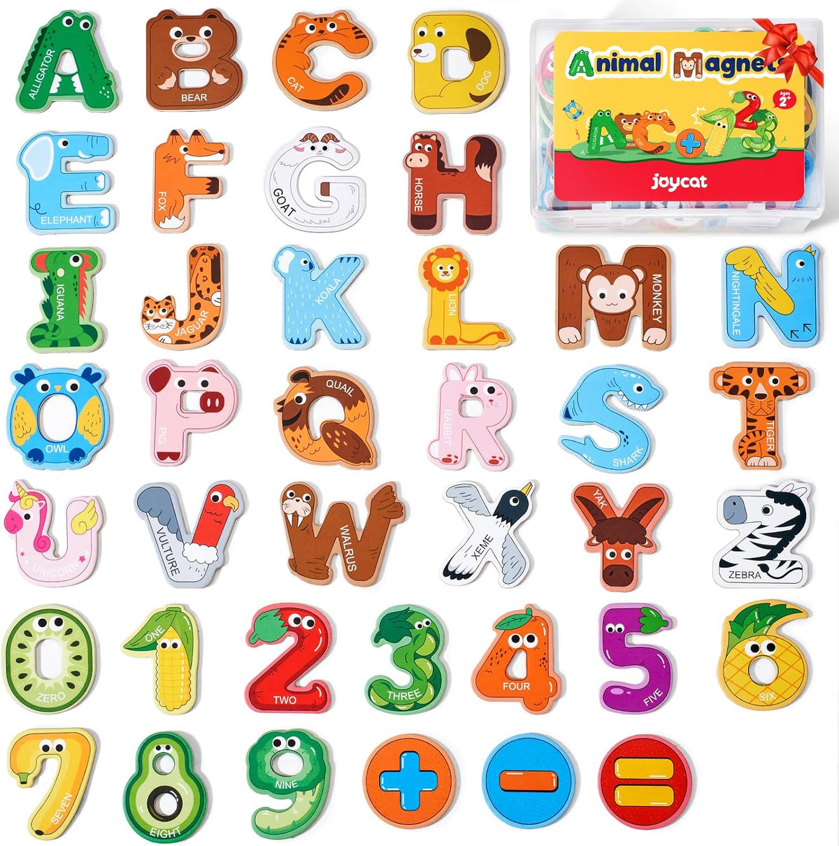 JoyCat Wooden Thick Alphabet Magnets for Toddlers Fridge Large Size - Letters+Numbers