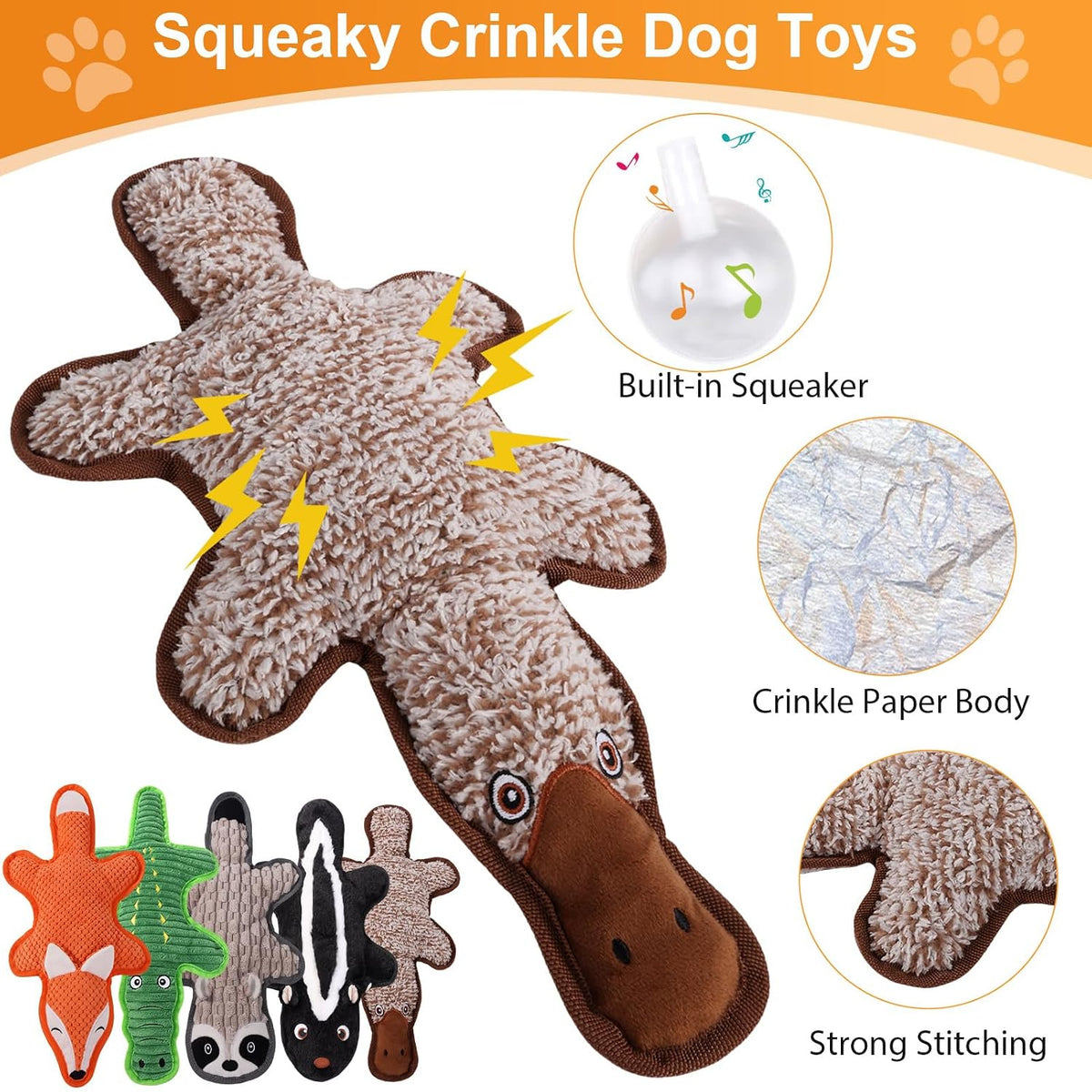 5 Pack No Stuffing Squeaky Dog Toys for Large Dogs - Multicolor / 5-piece set - image 2