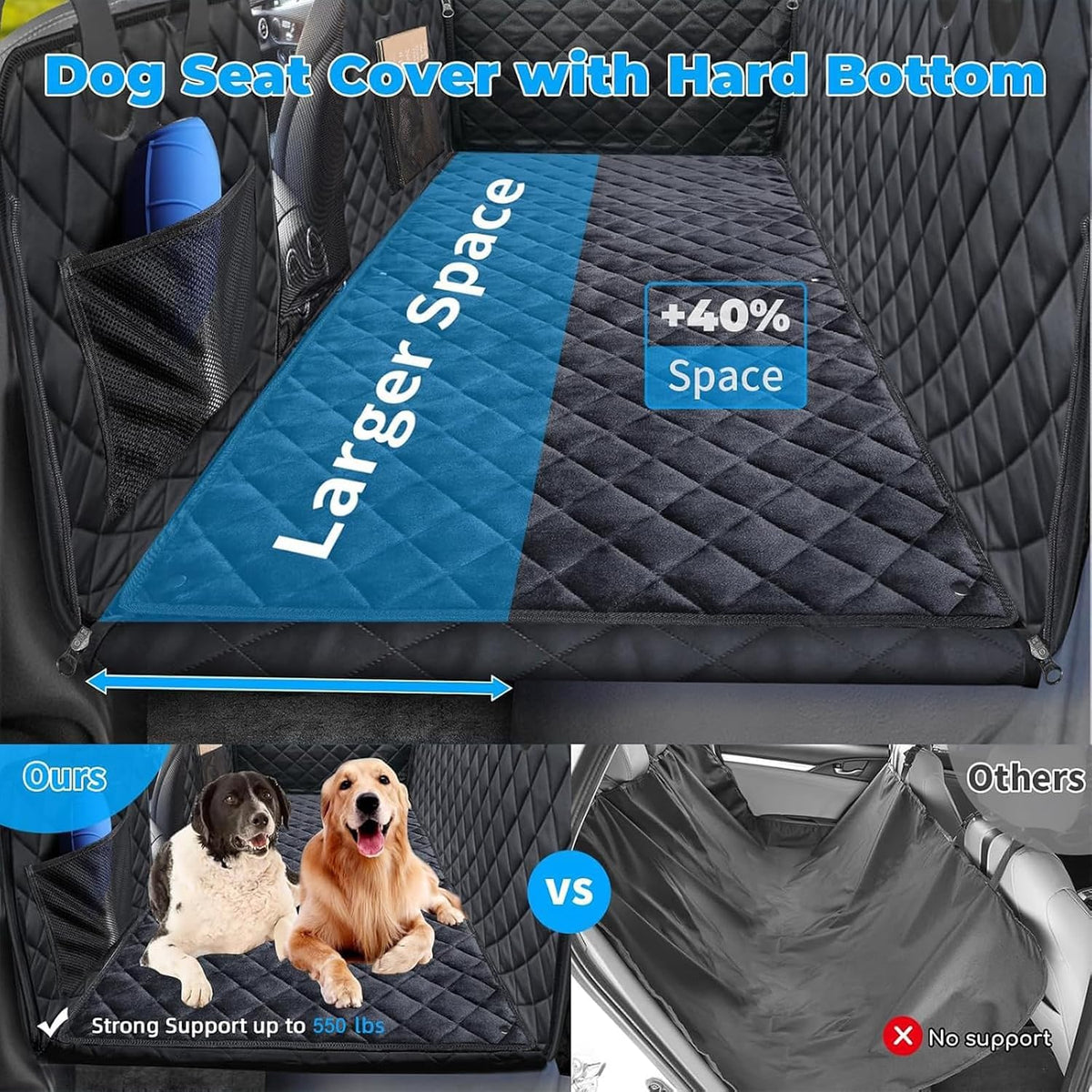 URPOWER Back Seat Extender for Dogs - All Black / XL - Full Size Crew Cab Truck - image 2